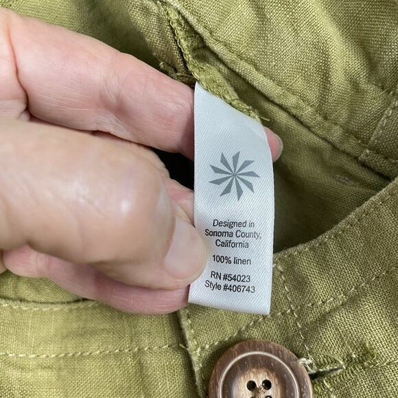 Athleta Lagoon 100% Linen Pants Women’s 14 Tall Green Moss Wide Leg Boho Coastal - Picture 12 of 14